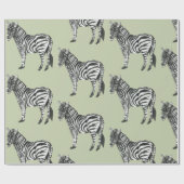 Jungle Zebra Wild Pattern & Personalized Name Geschenkpapier (Flach)