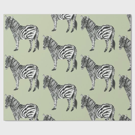 Jungle Zebra Wild Pattern & Personalized Name Geschenkpapier (Flach)