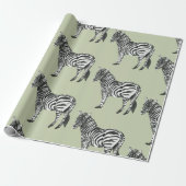Jungle Zebra Wild Pattern & Personalized Name Geschenkpapier (Ungerollt)