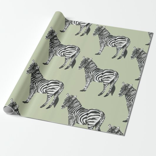 Jungle Zebra Wild Pattern & Personalized Name Geschenkpapier (Ungerollt)