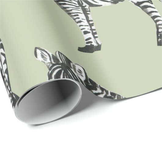 Jungle Zebra Wild Pattern & Personalized Name Geschenkpapier (Rolleneckpunkt)