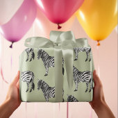 Jungle Zebra Wild Pattern & Personalized Name Geschenkpapier