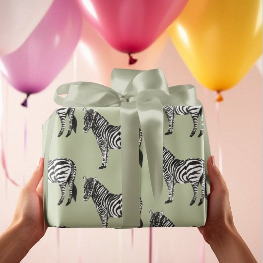 Jungle Zebra Wild Pattern & Personalized Name Geschenkpapier