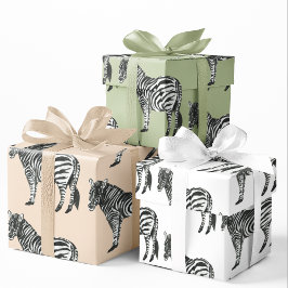 Jungle Zebra Wild Pattern & Personalized Name Geschenkpapier Set
