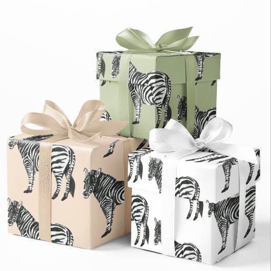 Jungle Zebra Wild Pattern & Personalized Name Geschenkpapier Set