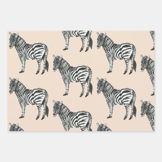 Jungle Zebra Wild Pattern & Personalized Name Geschenkpapier Set (Vorderseite 3)