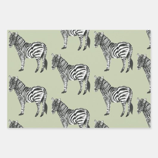 Jungle Zebra Wild Pattern & Personalized Name Geschenkpapier Set (Vorderseite 2)