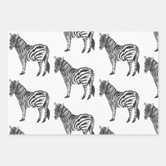 Jungle Zebra Wild Pattern & Personalized Name Geschenkpapier Set (Vorderseite)