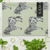 Jungle Zebra Wild Pattern & Personalized Name Geschirrtuch (Gefaltet)