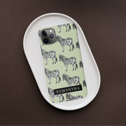 Jungle Zebra Wild Pattern & Personalized Name iPhone Hülle