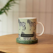 Jungle Zebra Wild Pattern & Personalized Name Kaffeetasse