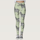 Jungle Zebra Wild Pattern & Personalized Name Leggings (Vorderseite)