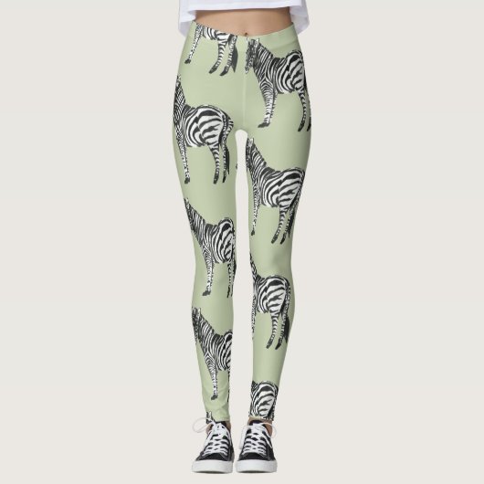 Jungle Zebra Wild Pattern & Personalized Name Leggings (Vorderseite)