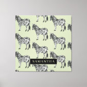 Jungle Zebra Wild Pattern & Personalized Name Leinwanddruck (Vorderseite)