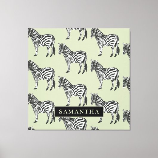 Jungle Zebra Wild Pattern & Personalized Name Leinwanddruck (Vorderseite)