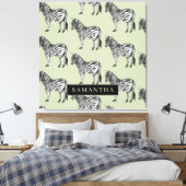 Jungle Zebra Wild Pattern & Personalized Name Leinwanddruck (Insitu (Schlafzimmer))