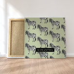 Jungle Zebra Wild Pattern & Personalized Name Leinwanddruck<br><div class="desc">Jungle Zebra Wild Pattern & Personalized Name</div>