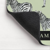 Jungle Zebra Wild Pattern & Personalized Name Mousepad (Ecke)