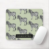 Jungle Zebra Wild Pattern & Personalized Name Mousepad (Mit Mouse)