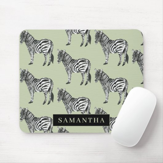 Jungle Zebra Wild Pattern & Personalized Name Mousepad (Mit Mouse)