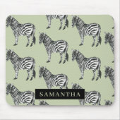 Jungle Zebra Wild Pattern & Personalized Name Mousepad (Vorne)