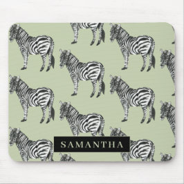 Jungle Zebra Wild Pattern & Personalized Name Mousepad