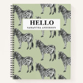 Jungle Zebra Wild Pattern & Personalized Name Notizblock (Vorderseite)