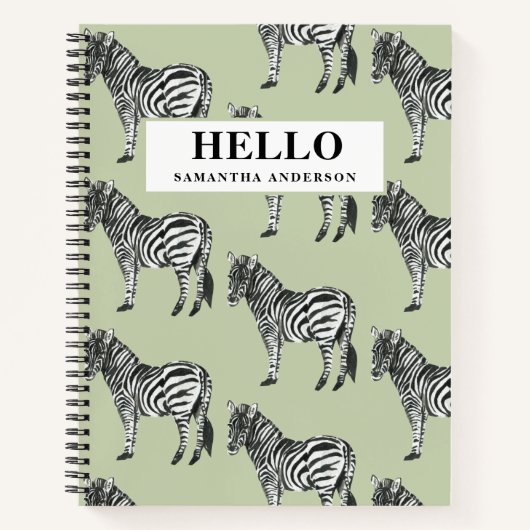 Jungle Zebra Wild Pattern & Personalized Name Notizblock (Vorderseite)