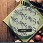 Jungle Zebra Wild Pattern & Personalized Name Pappteller<br><div class="desc">Jungle Zebra Wild Pattern & Personalized Name</div>