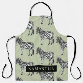 Jungle Zebra Wild Pattern & Personalized Name Schürze (Vorderseite)