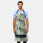 Jungle Zebra Wild Pattern & Personalized Name Schürze (Getragen)