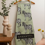 Jungle Zebra Wild Pattern & Personalized Name Schürze<br><div class="desc">Jungle Zebra Wild Pattern & Personalized Name</div>