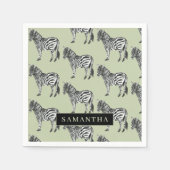 Jungle Zebra Wild Pattern & Personalized Name Serviette (Vorderseite)