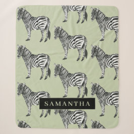 Jungle Zebra Wild Pattern & Personalized Name Sherpadecke