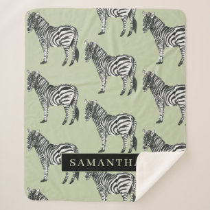 Jungle Zebra Wild Pattern & Personalized Name Sherpadecke