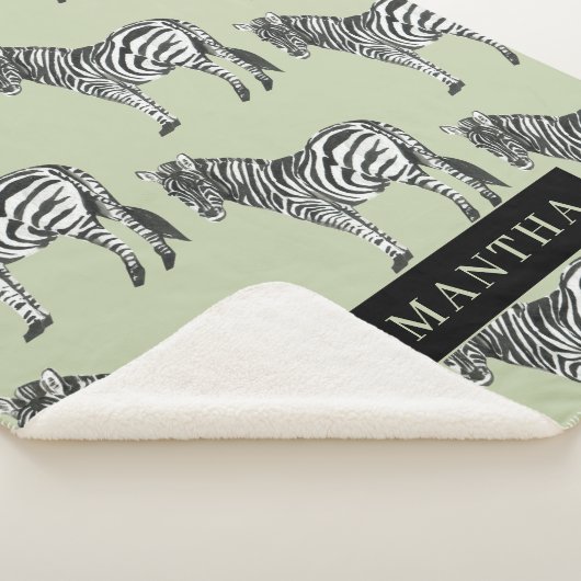 Jungle Zebra Wild Pattern & Personalized Name Sherpadecke (3/4)