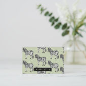 Jungle Zebra Wild Pattern & Personalized Name Visitenkarte (Stehend Vorderseite)