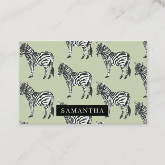 Jungle Zebra Wild Pattern & Personalized Name Visitenkarte (Vorderseite)