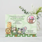 Jungle Zoo Party Geburtstag Einladung mit Foto (Stehend Vorderseite)