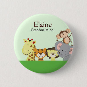 JUNGLE ZOO PARTY NAME TAG Personalisiert Schaltflä Button