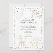 Jungle Zoo Safari Tiere Geburtstag Einladung (Vorderseite)