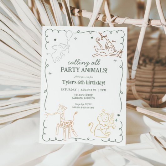 Jungle Zoo Safari Tiere Geburtstag Einladung