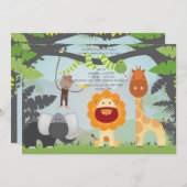 Jungle Zoo Tiere Geburtstagsparty Einladung (Vorne/Hinten)