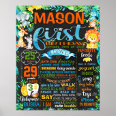 Jungle Zoo Wild Animals Birthdya Chalkboard Poster (Vorne)