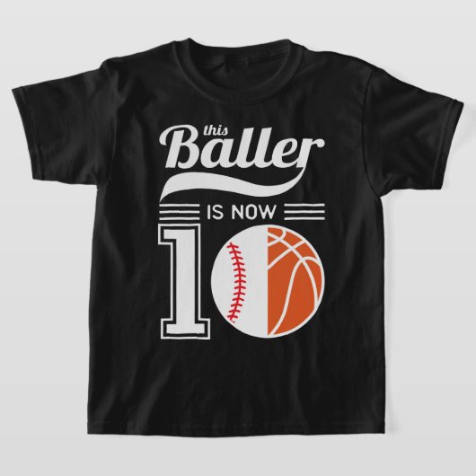 Jungs 10. Geburtstag, Baller Baseball Basketball T-Shirt (Ablage )