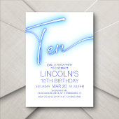 Jungs 10. Neon Pool Geburtstag Einladung