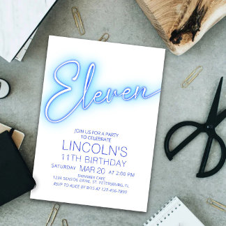 Jungs 11. Neon Pool Geburtstag Einladung