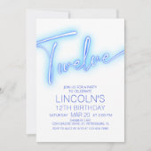 Jungs 12. Neon Pool Geburtstag Einladung (Vorderseite)