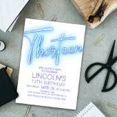 Jungs 13. Neon Pool Geburtstag Einladung