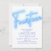 Jungs 14. Neon Pool Geburtstag Einladung (Vorderseite)